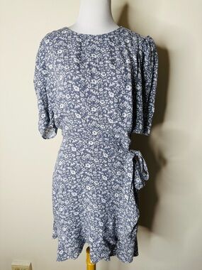 Abercrombie Blue and White Floral Wrap Mini Dress